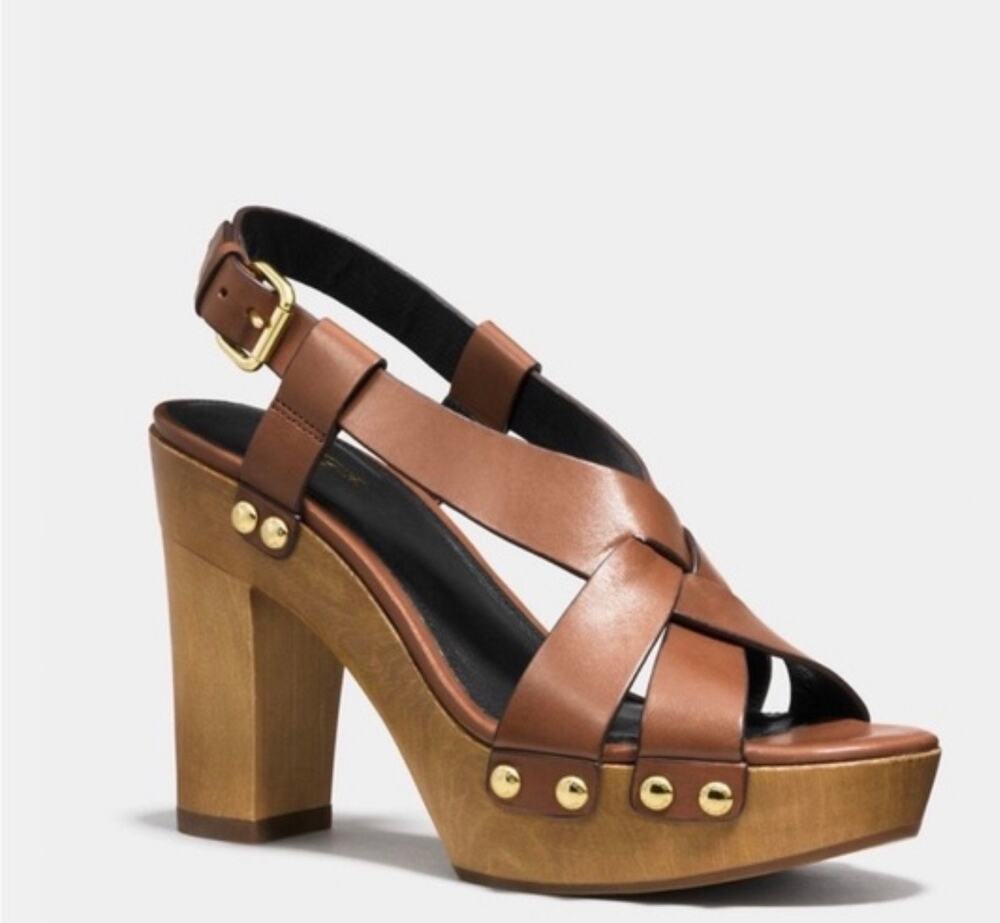 Coach Adessa Wooden Platform Shoes Heels Size 10